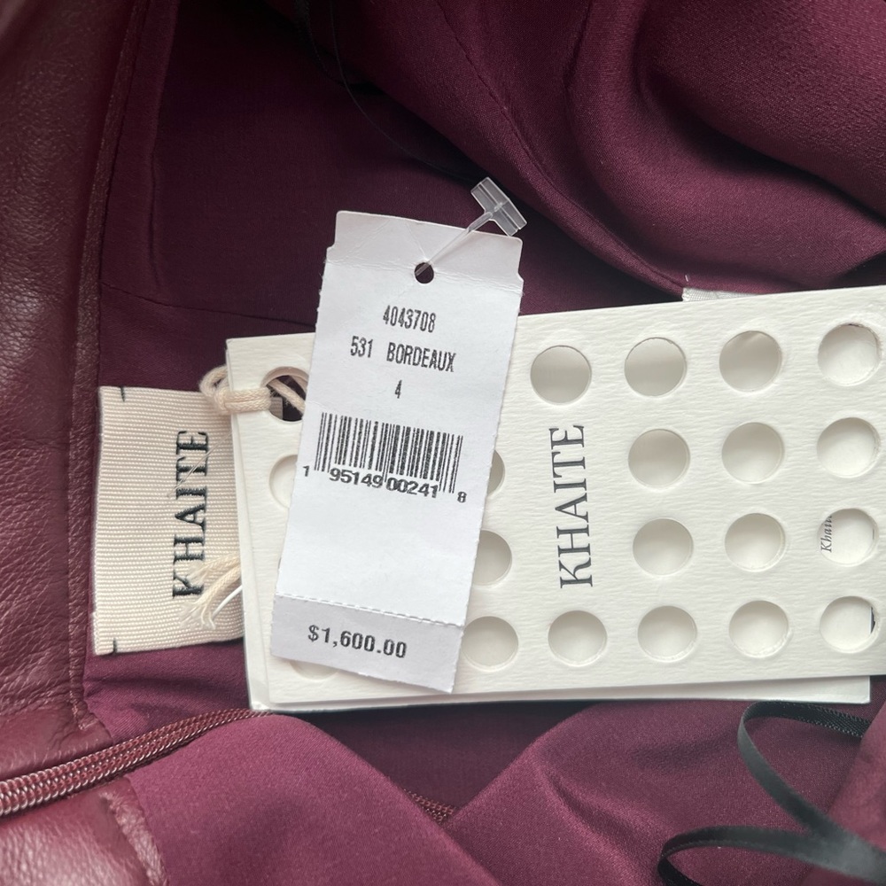 NWT Khaite Burgundy Leather Skirt Size 4 $1600 - Picture 4 of 4